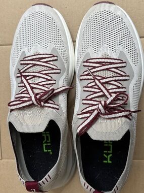 KURU Women’s Athletic Knit Sneakers in Light Gray and Burgundy